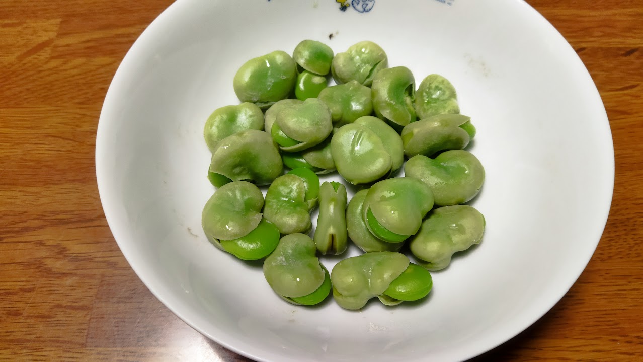 ソラマメをレンジでチンして美味しく食べました